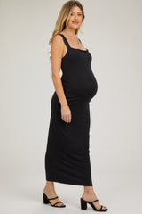Black Cowl Neck Sleeveless Maternity Midi Dress