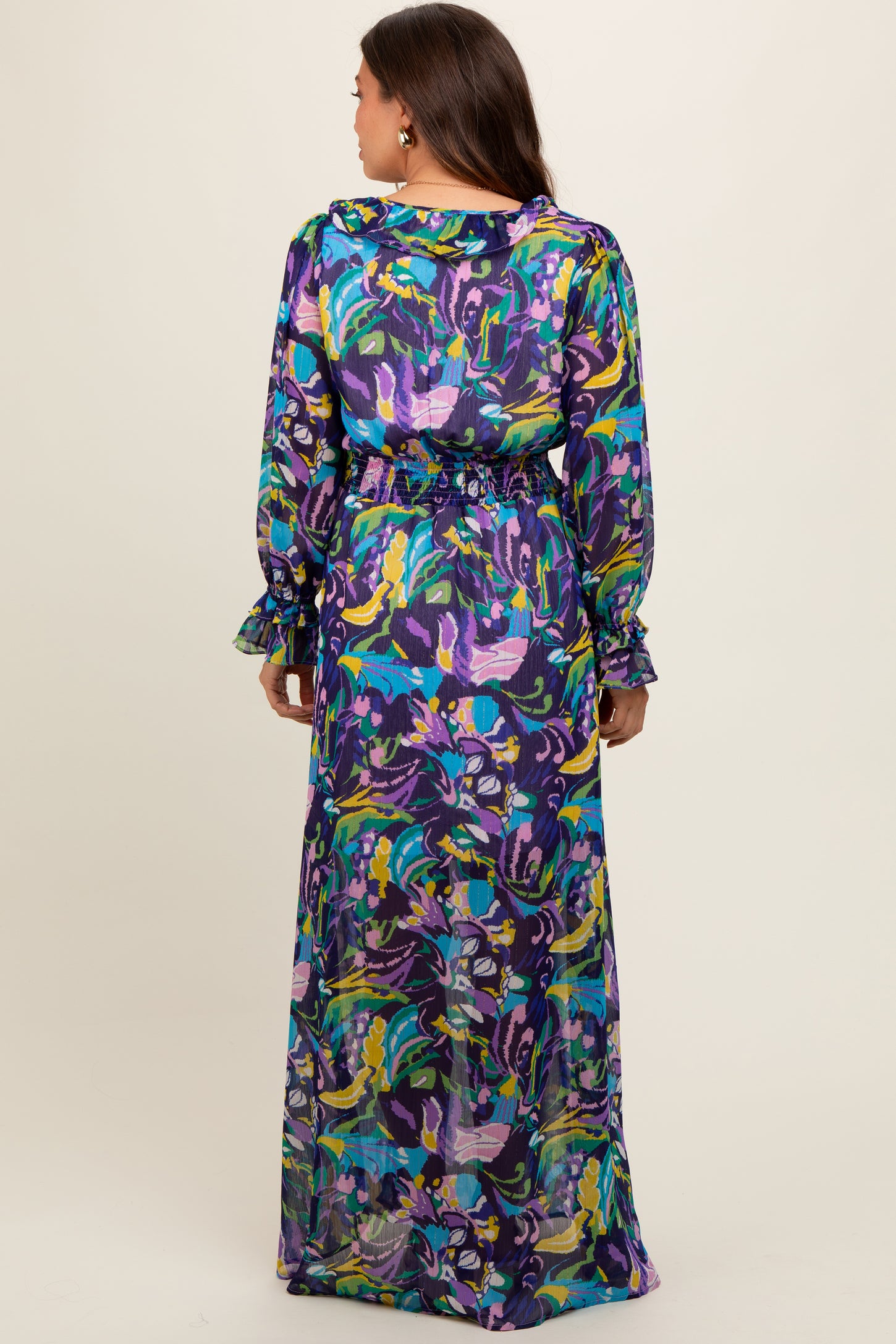 purple maternity maxi dress Purple Gathered Tie Front Maternity Maxi Dress PinkBlush
