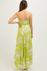 Lime Leaf Print Sleeveless Maternity Maxi Dress