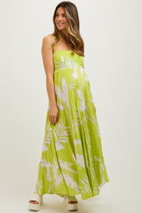Lime Leaf Print Sleeveless Maternity Maxi Dress