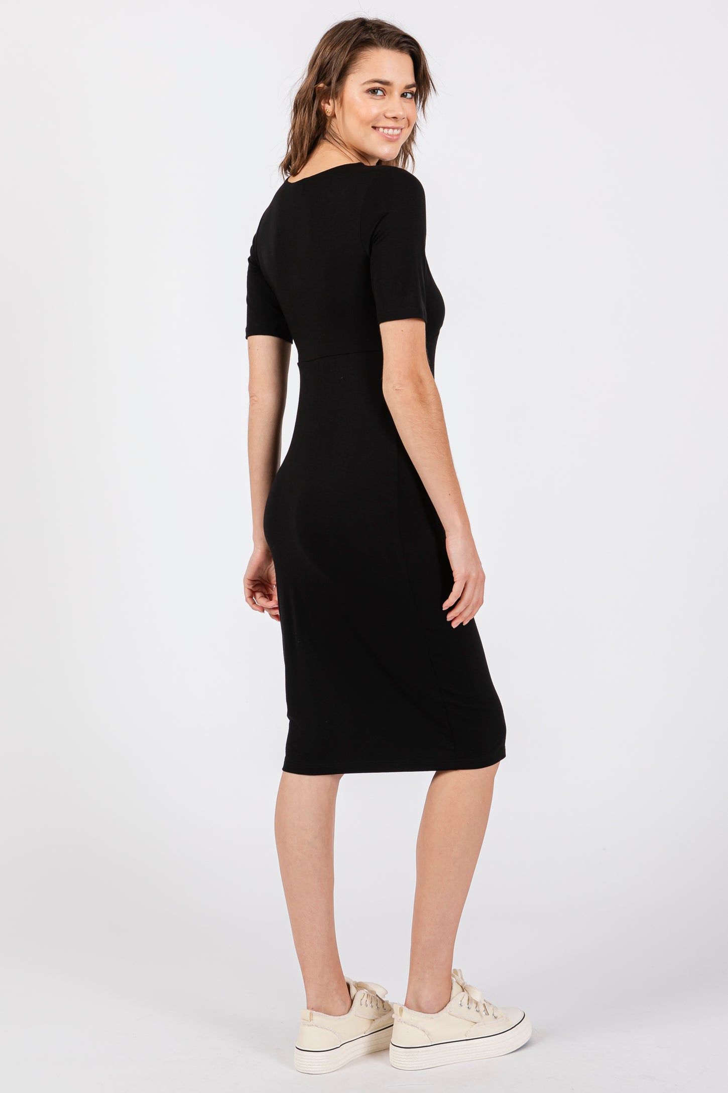 Black Wrap Top Midi Dress Black Wrap Top Midi Dress