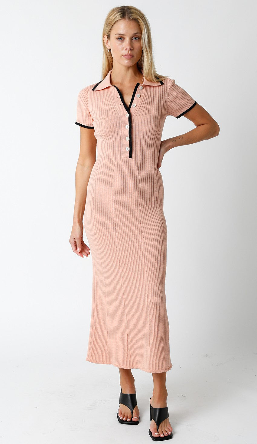 pink knit off the shoulder dress Sea And Selfies Off Shoulder Maxi Dress Pink main image 0