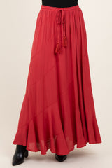 Red Tassel String Maxi Skirt