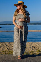 Green Floral Maternity Jumpsuit