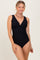 Black Scallop Trim One Piece Swimsuit
