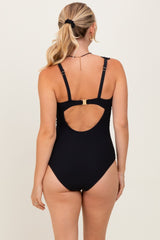 Black Scallop Trim One Piece Swimsuit