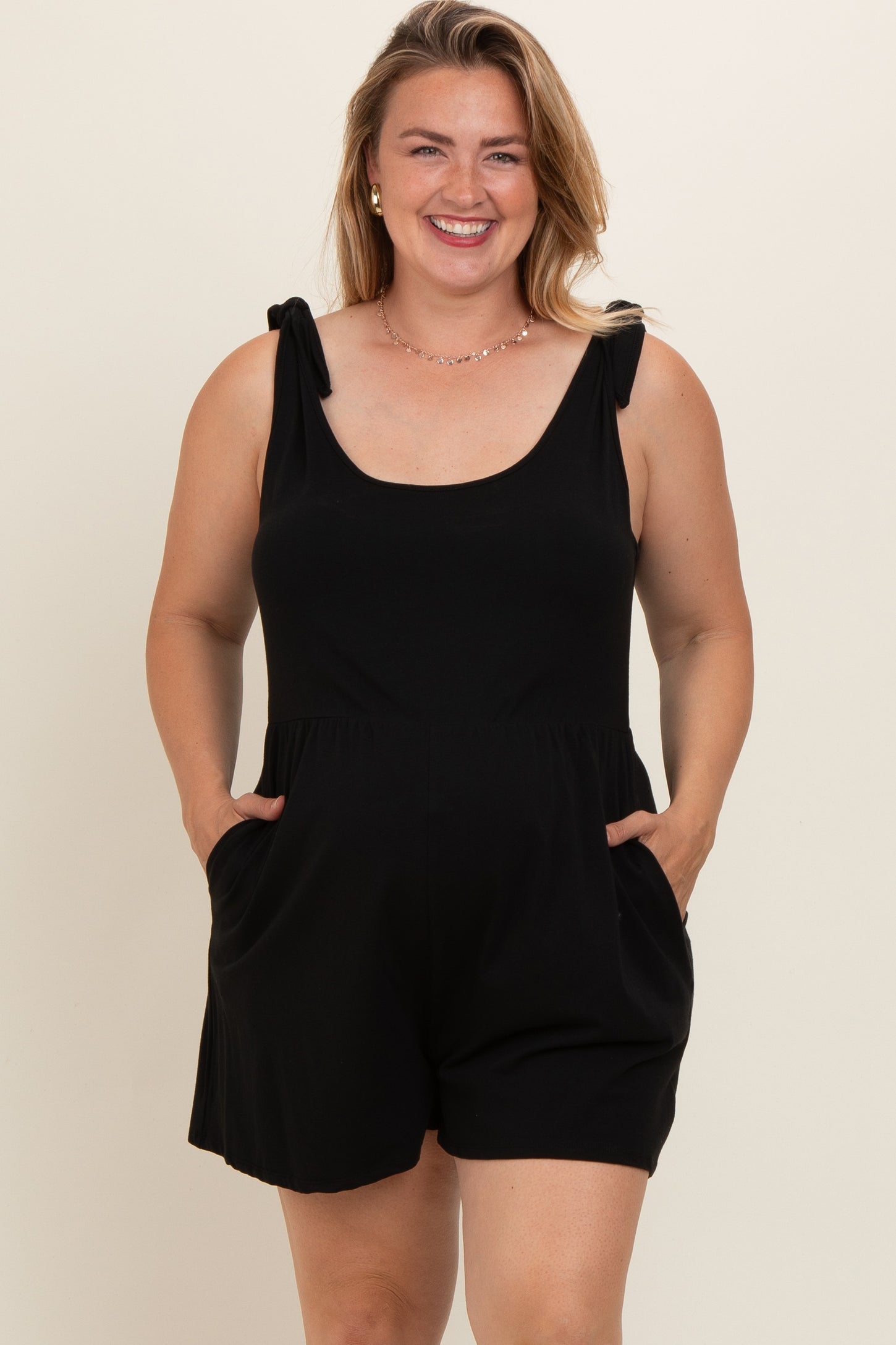 Black Knot Strap Maternity Plus Romper