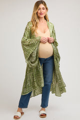 Light Olive Ruffle Wide Sleeve Maternity Cover Up