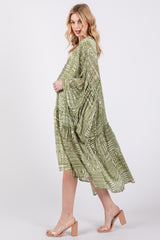 Light Olive Ruffle Wide Sleeve Cover Up