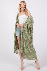 Light Olive Ruffle Wide Sleeve Cover Up