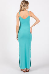 Jade Ribbed Side Slit Maxi Dress