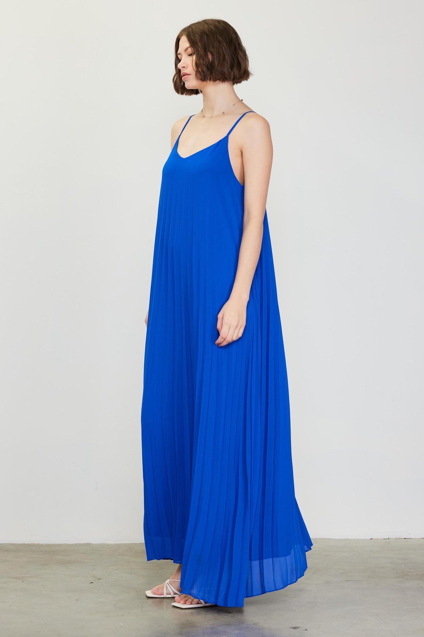 Royal Blue Pleated Sleeveless Maxi Dress PinkBlush Royal Blue Pleated Sleeveless Maxi Dress PinkBlush