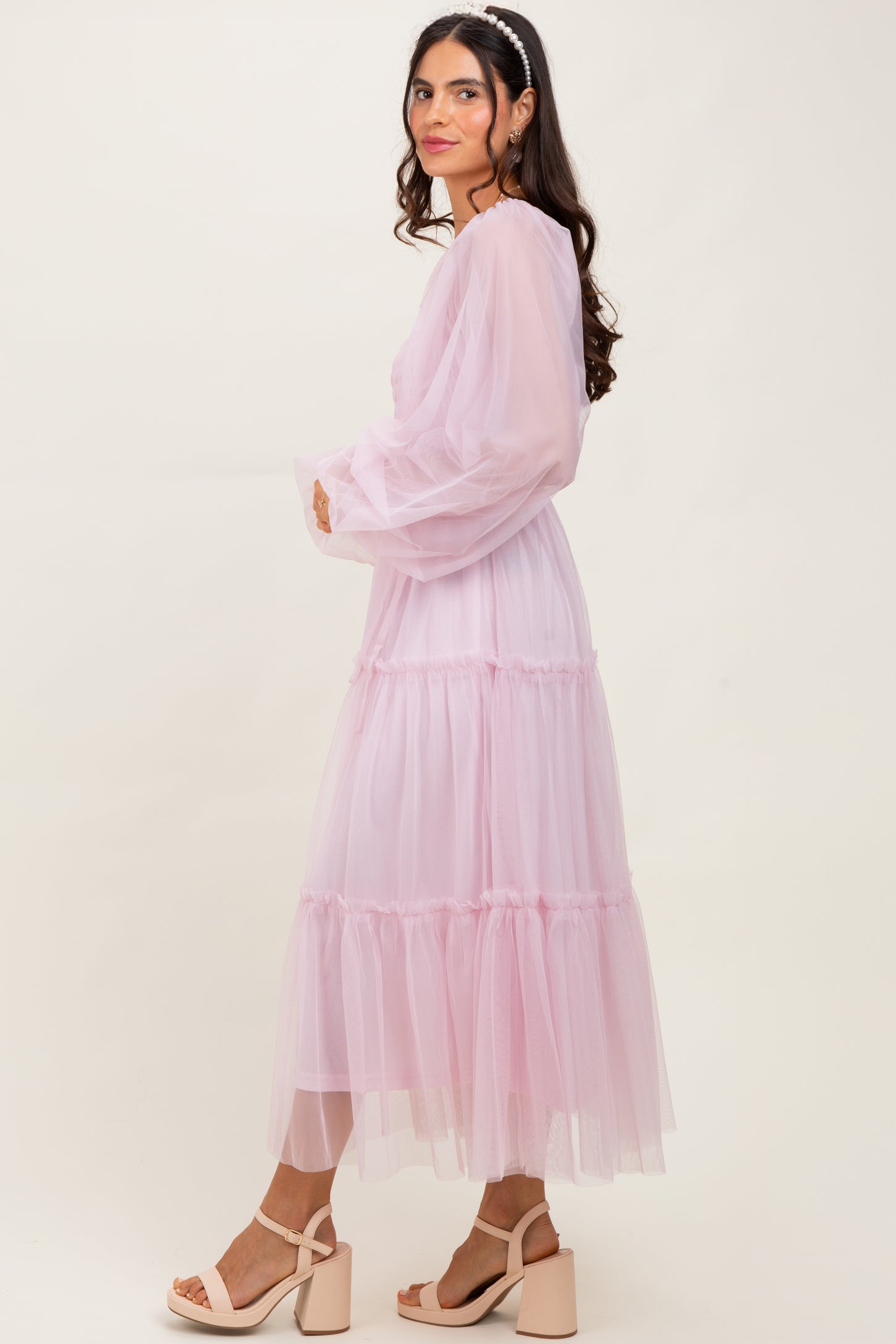 pink mesh dress long sleeve Pink Lined Mesh Long Sleeve Mini Dress