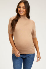 Taupe Turtleneck Maternity Knit Top