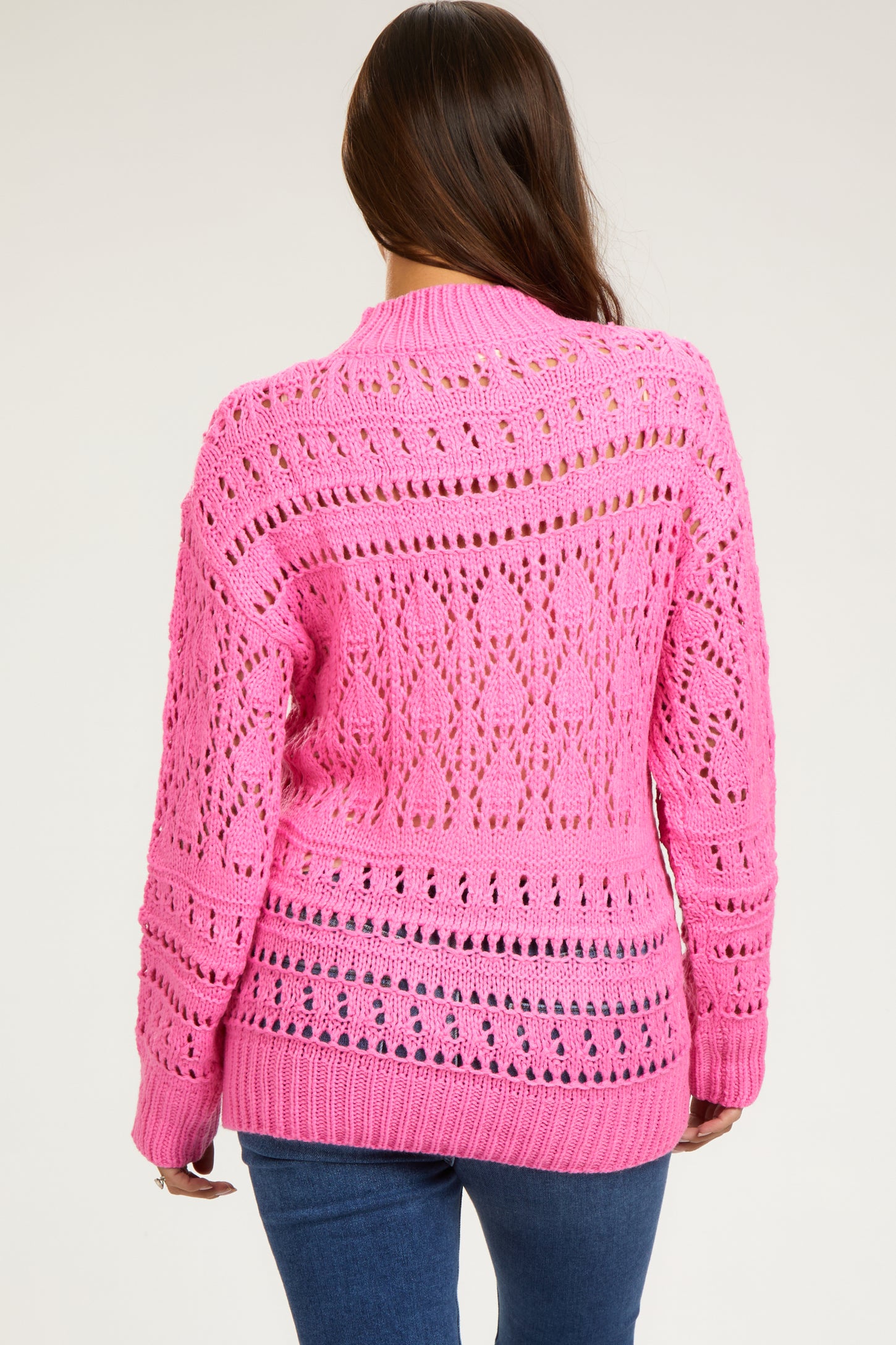 Fuchsia Open Knit Maternity Sweater
