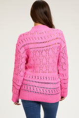 Fuchsia Open Knit Maternity Sweater