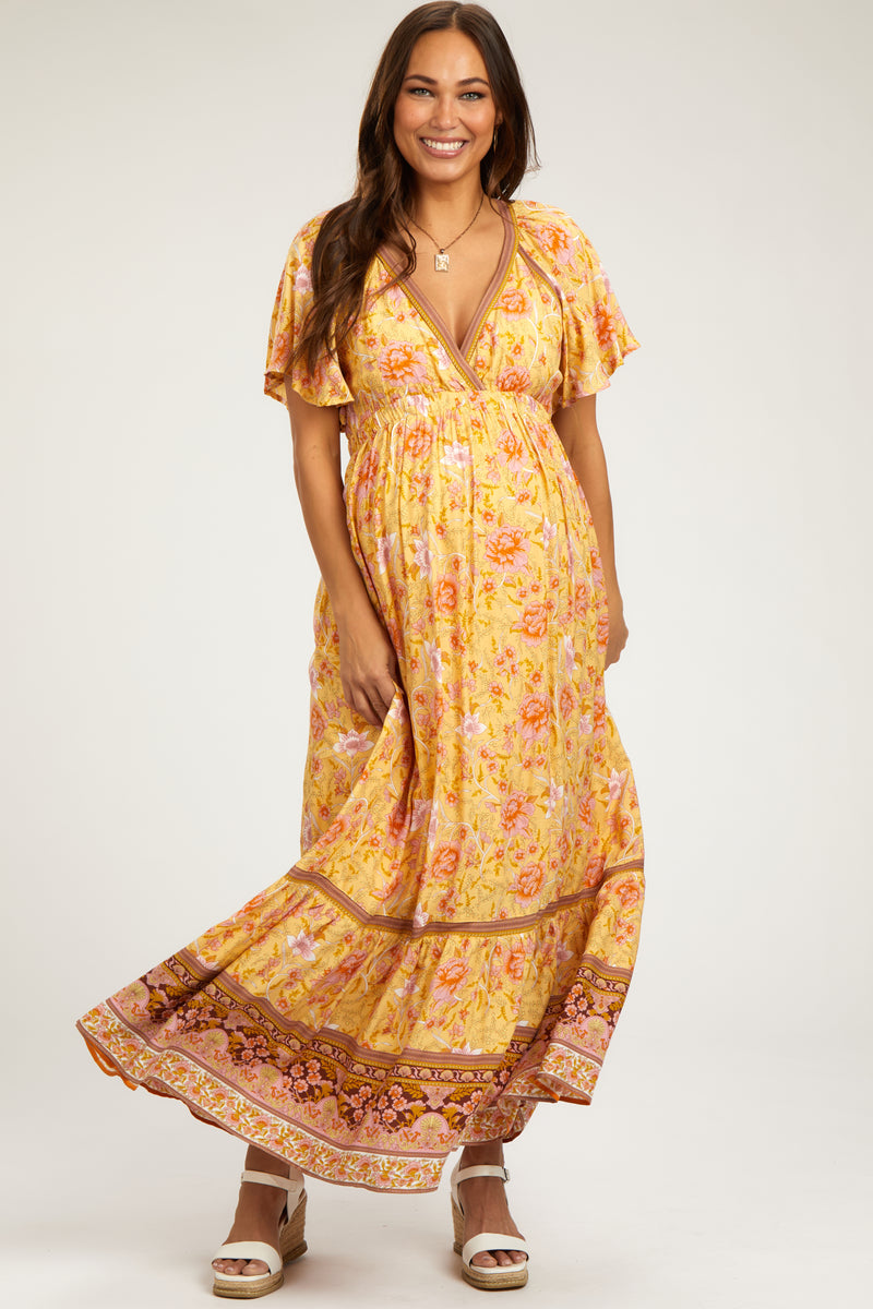 Women Floral Printed Pure Cotton Flared Maternity Maxi Dress main image 0