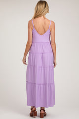 Light Purple Tiered Sleeveless Maternity Maxi Dress