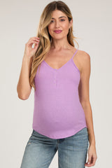 Lavender Ribbed Snap Button Maternity Cami