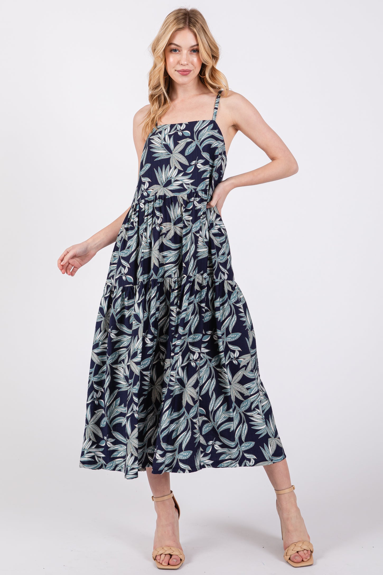 square neck tiered midi dress By Anthropologie Square-Neck Tiered Midi Dress