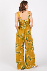 Yellow Floral Smocked Jumpsuit
