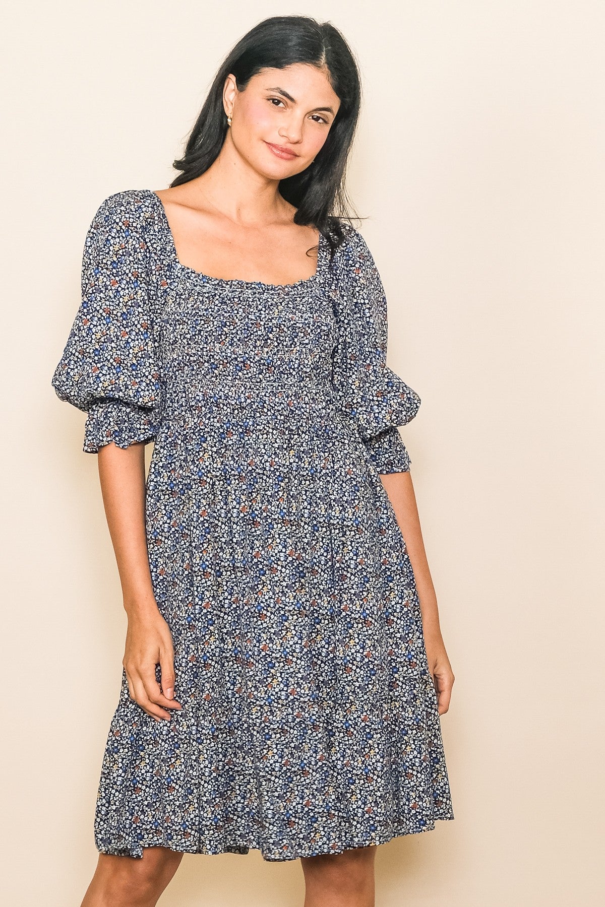 navy blue floral maternity dress Floral High Low Maternity & Nursing Dress NAVY / X-LARGE