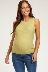 Lime Knit Sleeveless Maternity Top