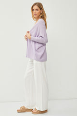 Lavender Knit Dolman Sleeve Cardigan