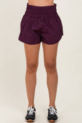 Plum Smocked Active Running Shorts