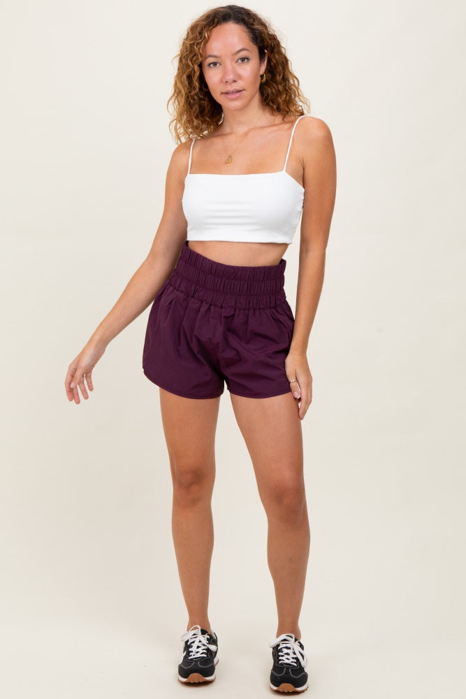 Plum Smocked Active Running Shorts