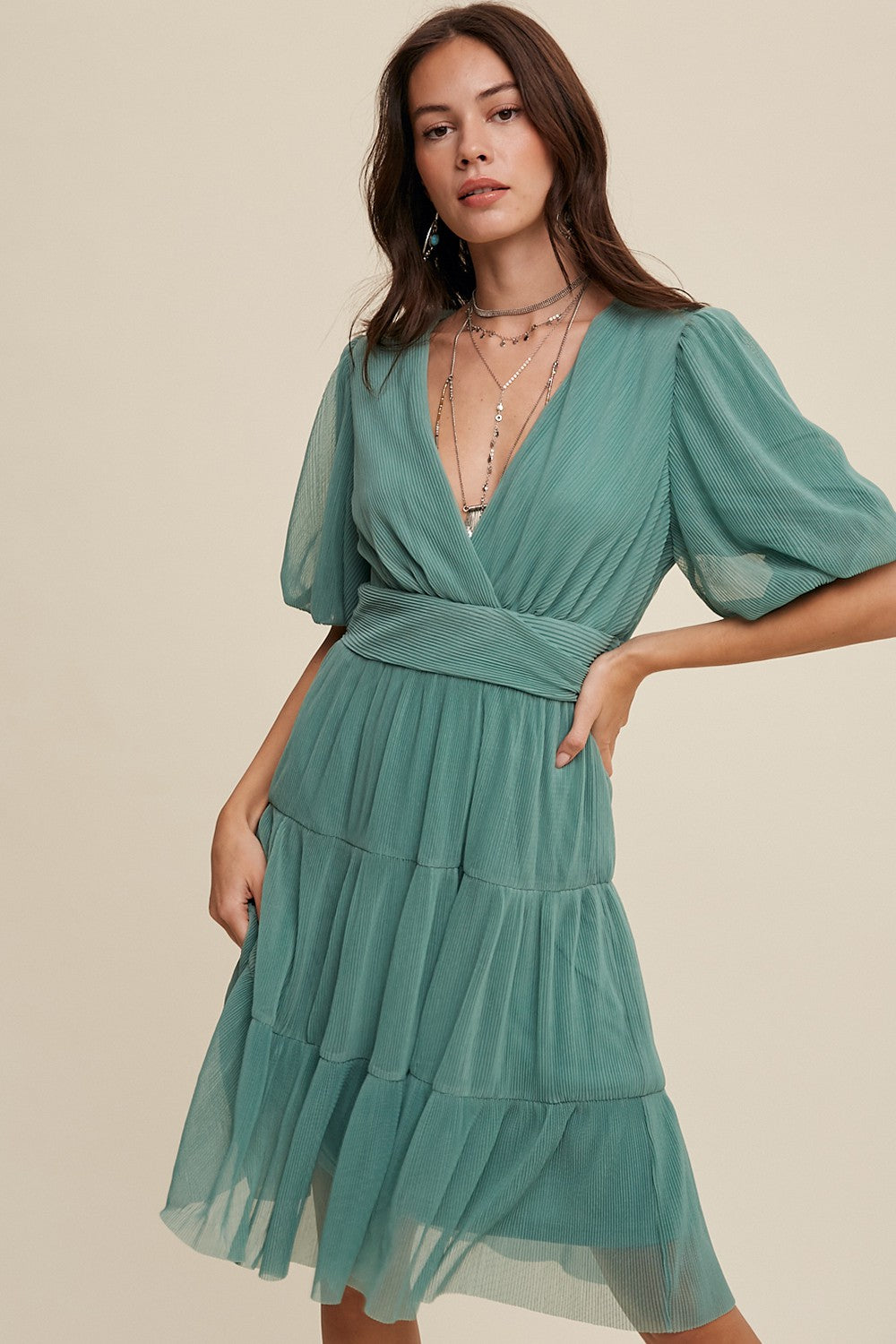 pleated cinched waist dress ARRANGE - Maxi Dress - Women - Cotton