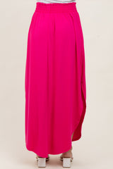 Fuchsia Smocked Rounded Hem Maxi Skirt