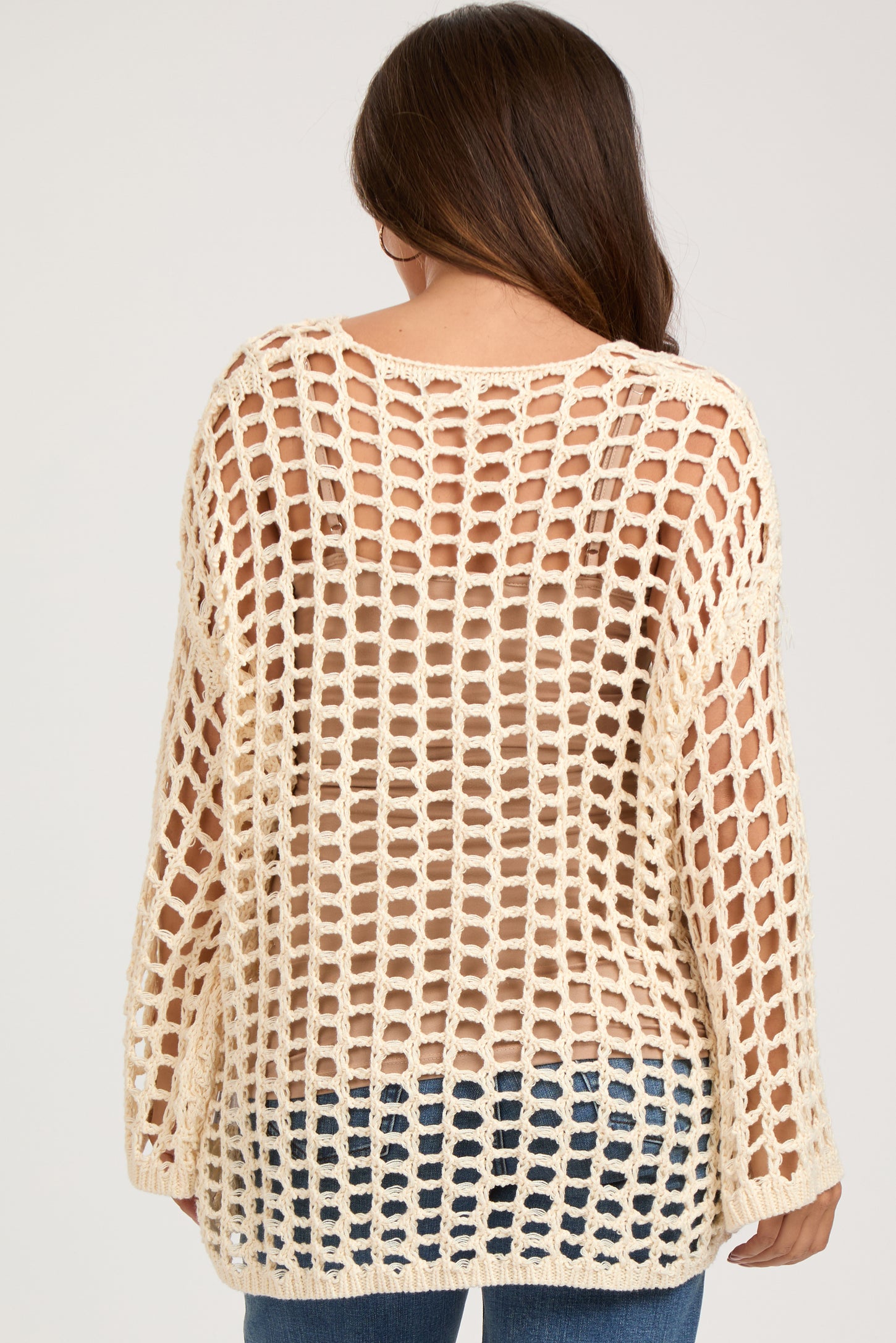 Cream Open Knit Maternity Top