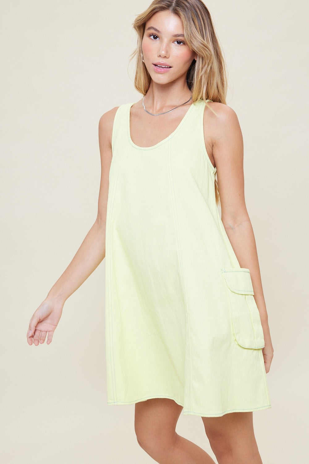 Yellow Denim Sleeveless Dress – PinkBlush