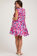 Light Pink Floral Mock Neck Maternity Dress