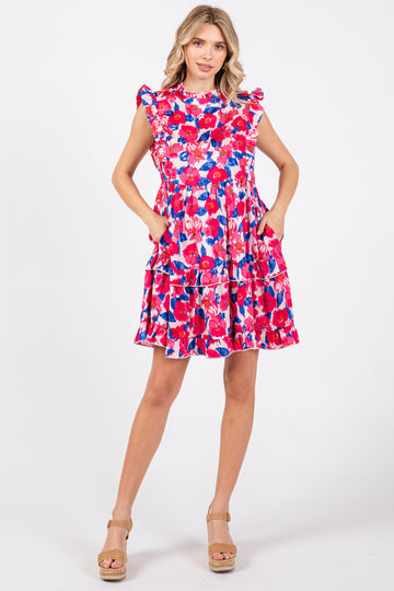 Light Pink Floral Mock Neck Dress