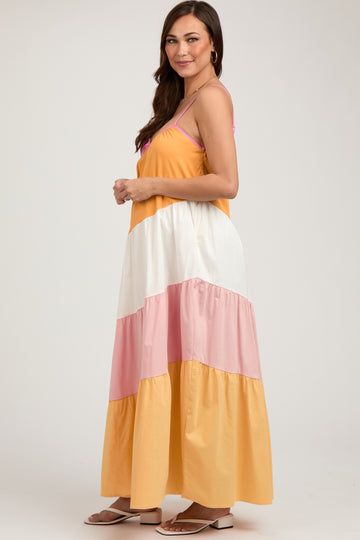 Multi-Color Sleeveless Maternity Maxi Dress