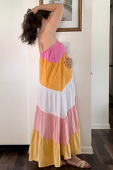 Multi-Color Sleeveless Maternity Maxi Dress