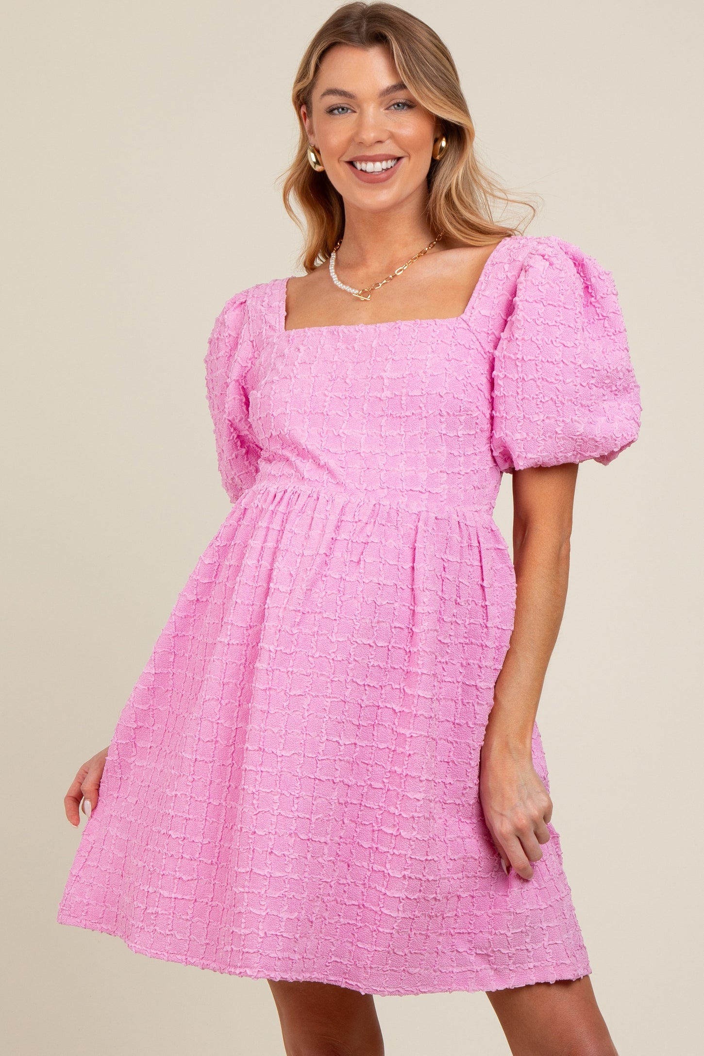 pink bubble dress with sleeves Sassy Shortcake Ayla Pink Dress