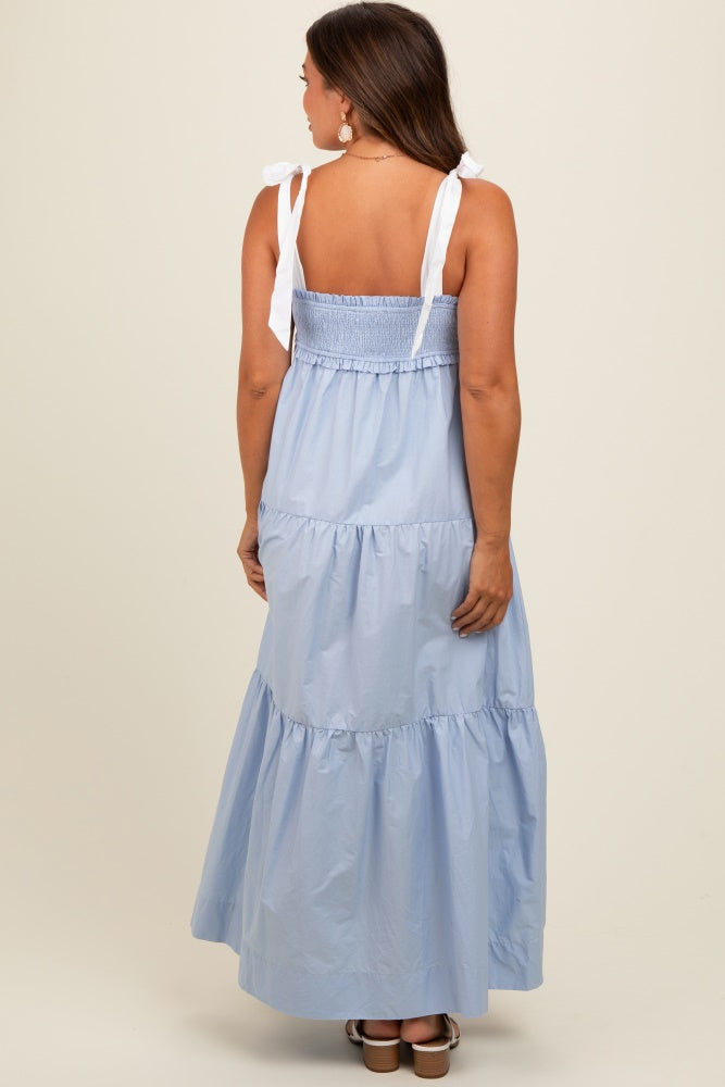 contrast drop waist maxi dress Elonore Contrast-Color Tulle Panel Maxi Dress