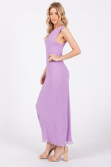 Lavender Mesh Overlay Midi Dress