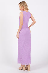 Lavender Mesh Overlay Midi Dress