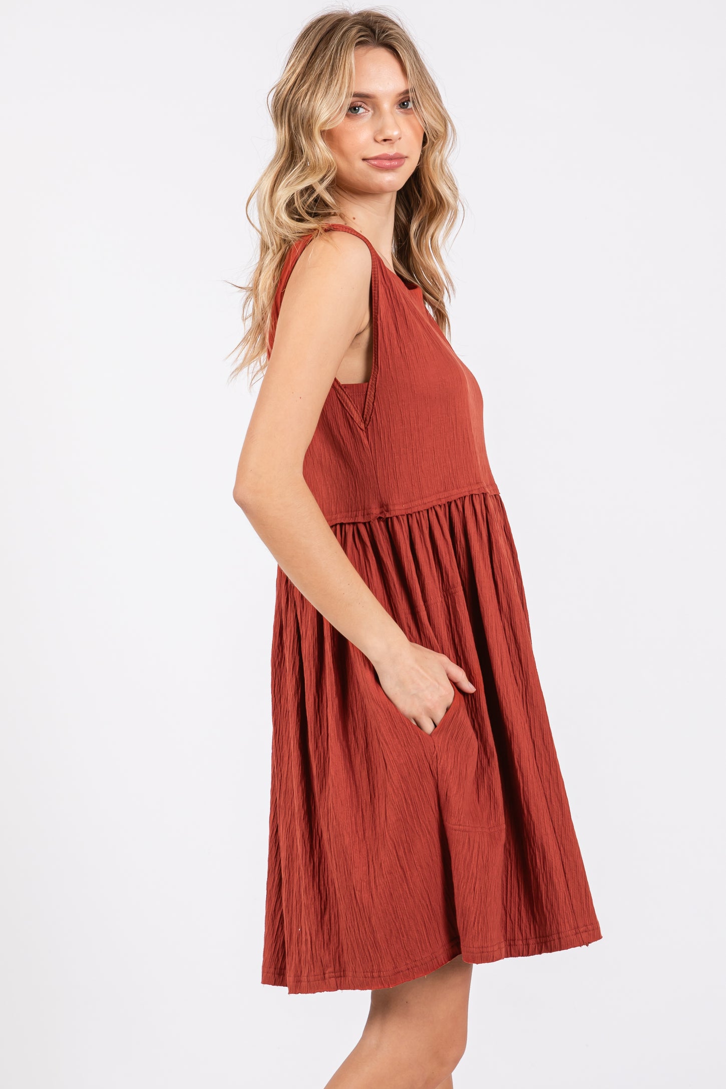 Pink Rust Gown Rust Sleeveless Textured Dress – PinkBlush