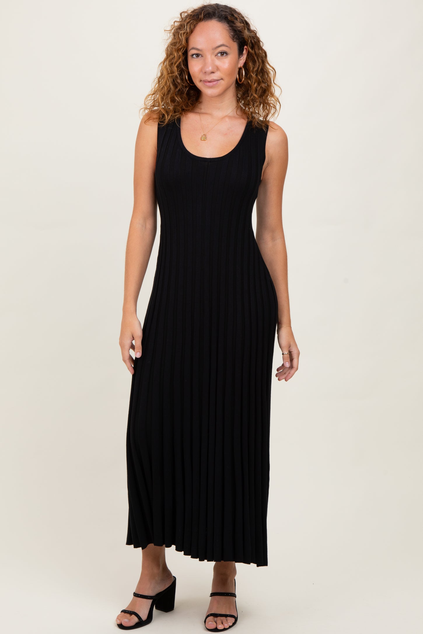 Black Sleeveless Knit Maxi Dress