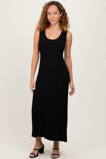 Black Sleeveless Knit Maxi Dress