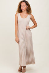 Taupe Sleeveless Knit Maxi Dress