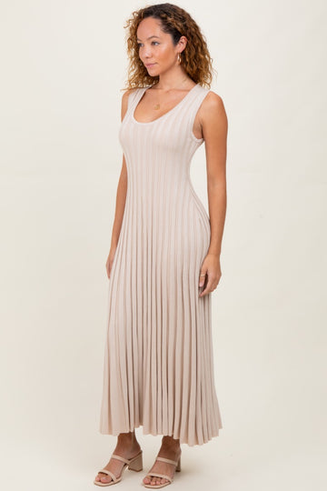 Taupe Sleeveless Knit Maxi Dress