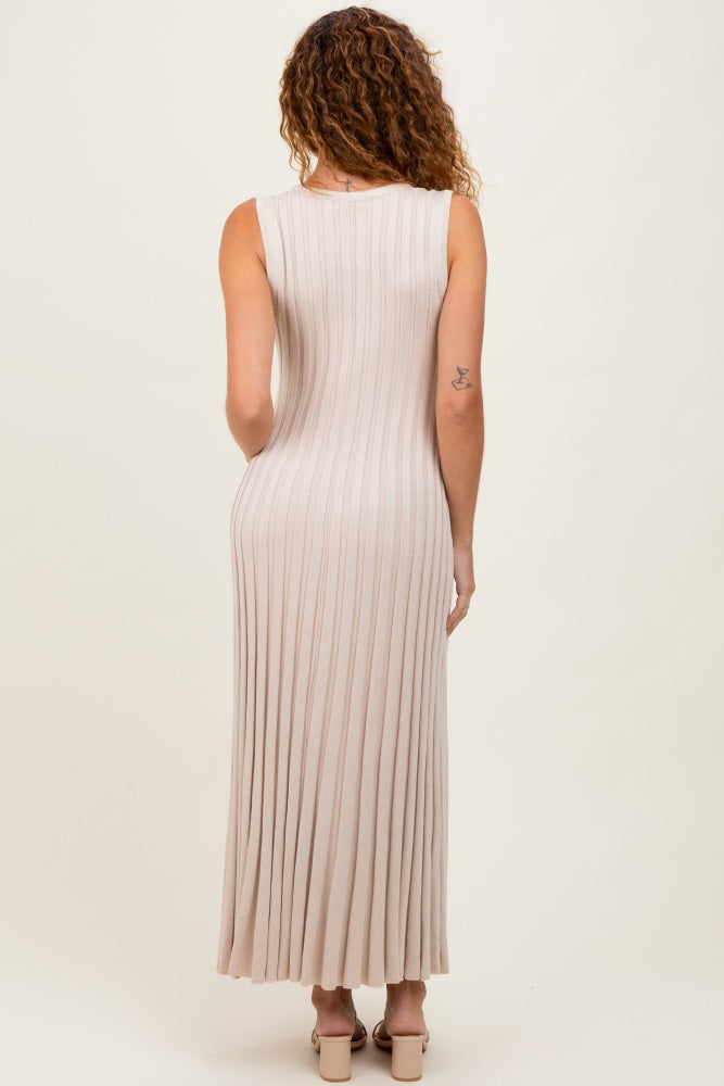 Taupe Sleeveless Knit Maxi Dress