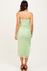 Sage Textured One Shoulder Midi Dress