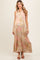 Peach Floral Sleeveless Button Tiered Collared Maternity Maxi Dress